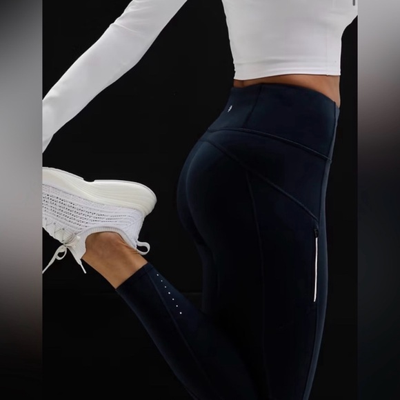 Athleta Rainier High-Rise Lined Leggings Navy Small Tall Cold Weather - Picture 3 of 11